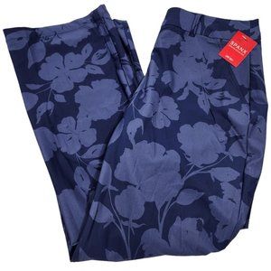 Spanx Kick Flare Pants Blue Floral Sunshine UPF Activewear Women's Size M NWT